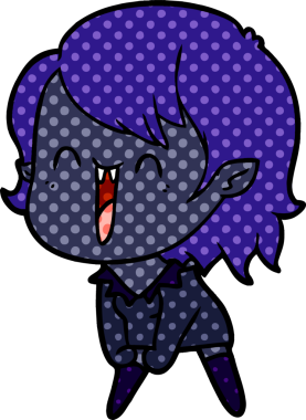 Bir insan tarafından çizilmiş mutlu vampir kız çizgi filmi.