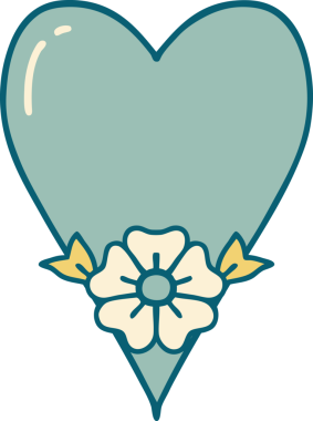 Bir insan tarafından çizilmiş kalp ve çiçeğin ikonik dövme şekli