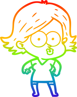 Gökkuşağı gradyan çizimi Bir insan tarafından çizilen çizgi film kızı