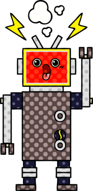 Bir insan tarafından çizilmiş robot arızasının çizgi romanı