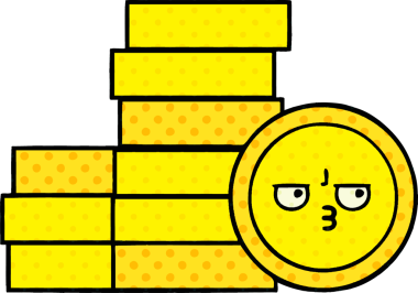 bir insan tarafından çizilmiş bir madeni paranın çizgi filmi