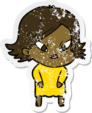 Bir insan tarafından çizilmiş stresli bir karikatür çıkartması.