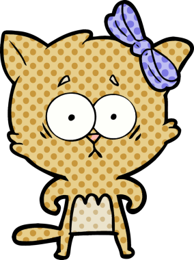 Bir insan tarafından çizilmiş çizgi film kedisi.