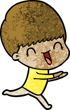 Bir insan tarafından çizilmiş mutlu çizgi film çocuğu.