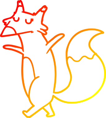 Bir insan tarafından çizilmiş bir tilkinin sıcak çizgi çizimi