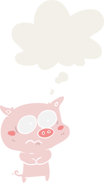 insan tarafından çizilmiş düşünce baloncuklu çizgi film gerilimli domuz