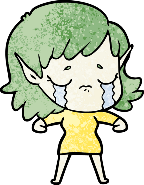 Bir insan tarafından çizilmiş ağlayan elf kızı.