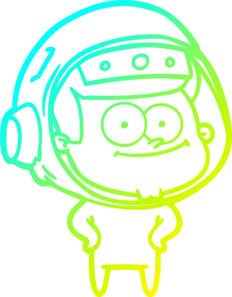 Bir insan tarafından çizilmiş mutlu bir astronot çizgi filmi.