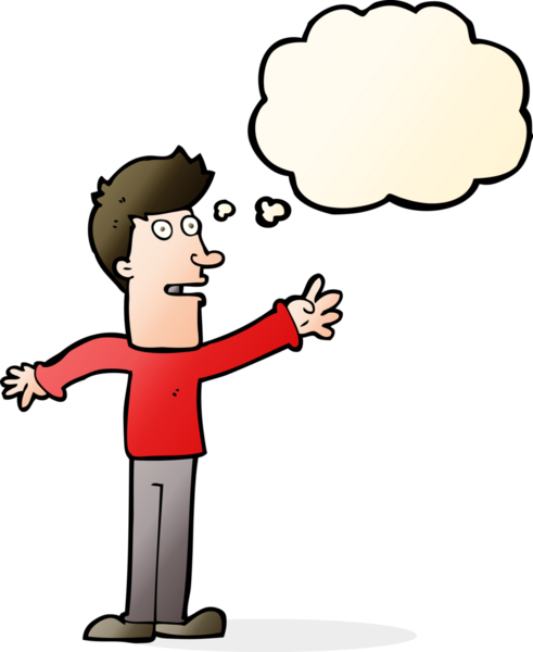 Bir insan tarafından çizilen düşünce baloncuğuyla uzanan çizgi film adamı.