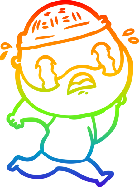 Bir insan tarafından çizilmiş ağlayan sakallı bir adamın çizimi.