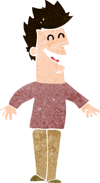 Bir insan tarafından çizilmiş mutlu bir adam.