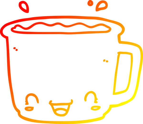 Bir insan tarafından çizilmiş bir fincan kahvenin sıcak çizgi çizimi