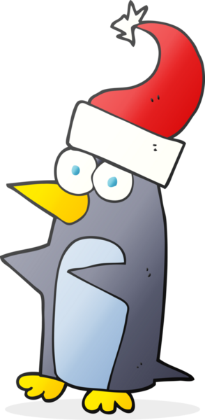 Bir insan tarafından çizilmiş serbest çizilmiş karikatür noel pengueni