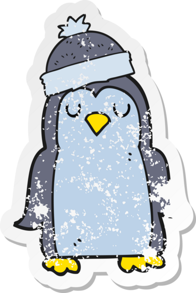 Bir insan tarafından çizilmiş penguen çizgi filminin gerilimli yapıştırması.