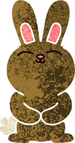 Bir insan tarafından çizilmiş garip bir çizgi film tavşanı.