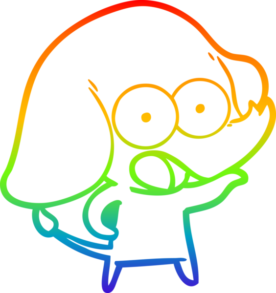 Gökkuşağı gradyan çizgisi bir insan tarafından çizilmiş şirin bir fil çizimi