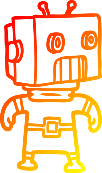 Bir insan tarafından çizilen çizgi film robotunun sıcak çizgi çizimi