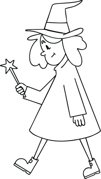 Bir insan tarafından çizilmiş tuhaf çizgi film cadısı.