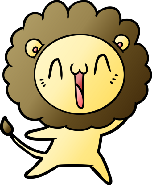 Bir insan tarafından çizilmiş mutlu çizgi film aslanı.