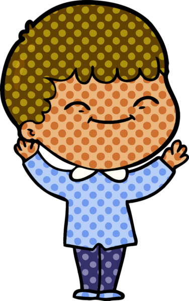 Bir insan tarafından çizilmiş mutlu çocuk çizgi filmi.