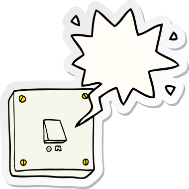 bir insan tarafından çizilmiş konuşma kabarcığı etiketli çizgi film ışığı anahtarı