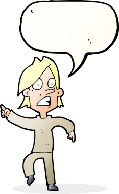 Bir insan tarafından çizilen konuşma baloncuğuyla ilgili endişeli bir çizgi film.