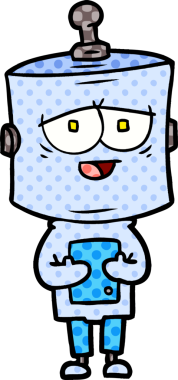 Bir insan tarafından çizilmiş çizgi film robotu