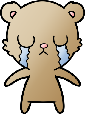 Bir insan tarafından çizilmiş ağlayan çizgi film ayısı.