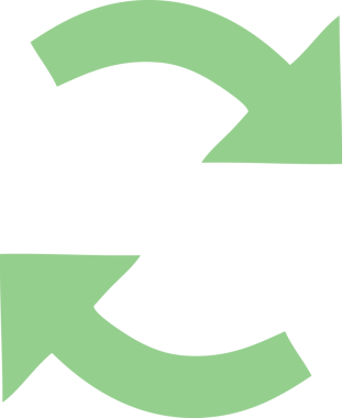 Bir insan tarafından çizilmiş geri dönüşüm oklarının düz renk retro karikatürü