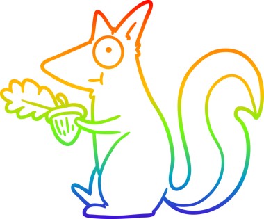 Bir insan tarafından çizilmiş palamutlu bir sincap çizimi.