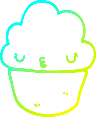 Bir insan tarafından çizilmiş soğuk gradyan bir çizgi film keki çizimi