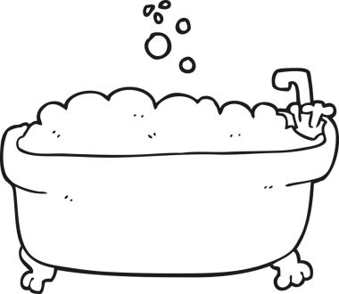 Bir insan tarafından çizilmiş siyah beyaz küvet.