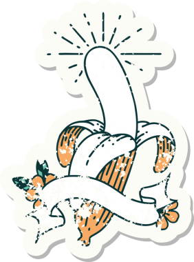 Bir insan tarafından çizilmiş eski bir dövme stili muz.