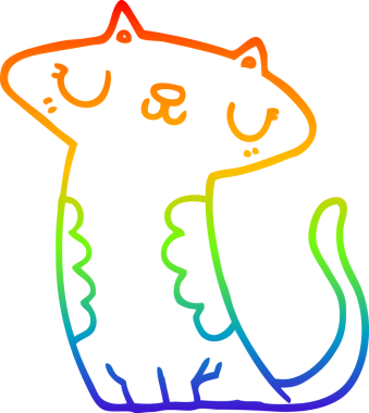 gökkuşağı gradyanı çizimi bir insan tarafından çizilmiş çizgi film kedisi