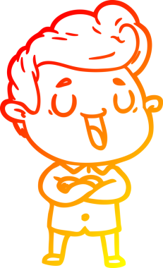 Bir insan tarafından çizilmiş mutlu bir çizgi film karakteri çizimi.