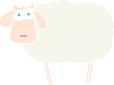 Bir insan tarafından çizilen koyunun düz renk çizimi