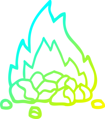 Bir insan tarafından çizilen yanan kömürlerin soğuk gradyan çizgileri