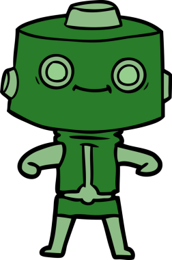 Bir insan tarafından çizilmiş çizgi film robotu