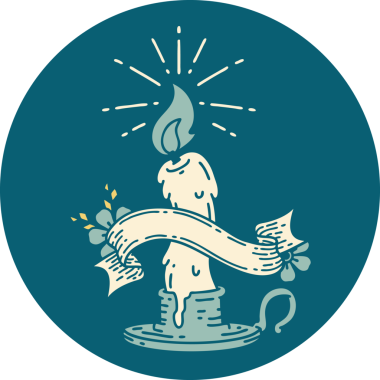 Bir insan tarafından çizilmiş dövme stili ürkütücü erime mumunun simgesi