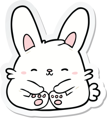 Bir insan tarafından çizilmiş çizgi film tavşanının çıkartması.