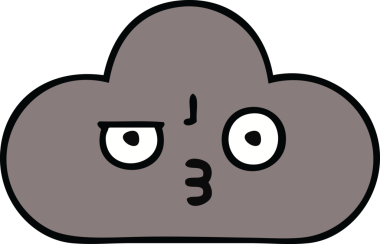 Bir insan tarafından çizilmiş fırtına bulutunun sevimli karikatürü.