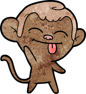 Bir insan tarafından çizilmiş komik çizgi film maymunu.