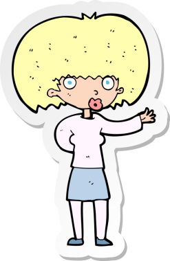 Bir insan tarafından çizilmiş bir karikatür kadının çıkartması.