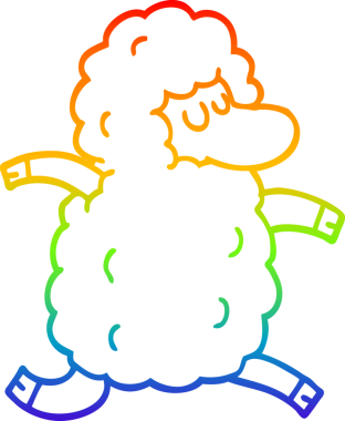 Gökkuşağı gradyan çizgi çizimi bir insan tarafından çizilmiş kara koyun