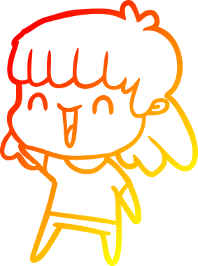 Bir insan tarafından çizilen mutlu bir kızın çizgi çizimi.