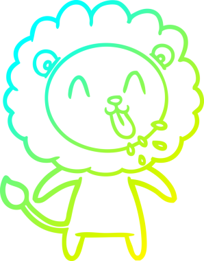 Bir insan tarafından çizilmiş mutlu çizgi film aslanı çizimi.