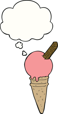 Bir insan tarafından çizilmiş düşünce balonlu karikatür dondurması.