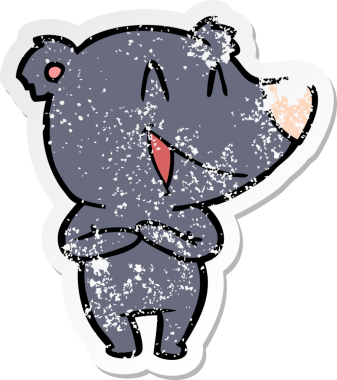 Bir insanın çizdiği gülen ayı karikatürünün sıkıntılı çıkartması.