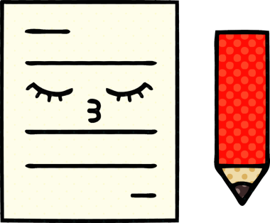 bir insan tarafından çizilmiş bir test kağıdının çizgi roman tarzı karikatürü