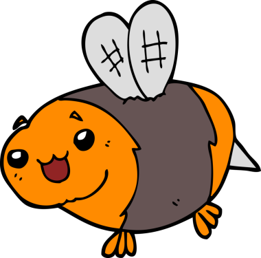 Bir insan tarafından çizilmiş komik çizgi film arısı.